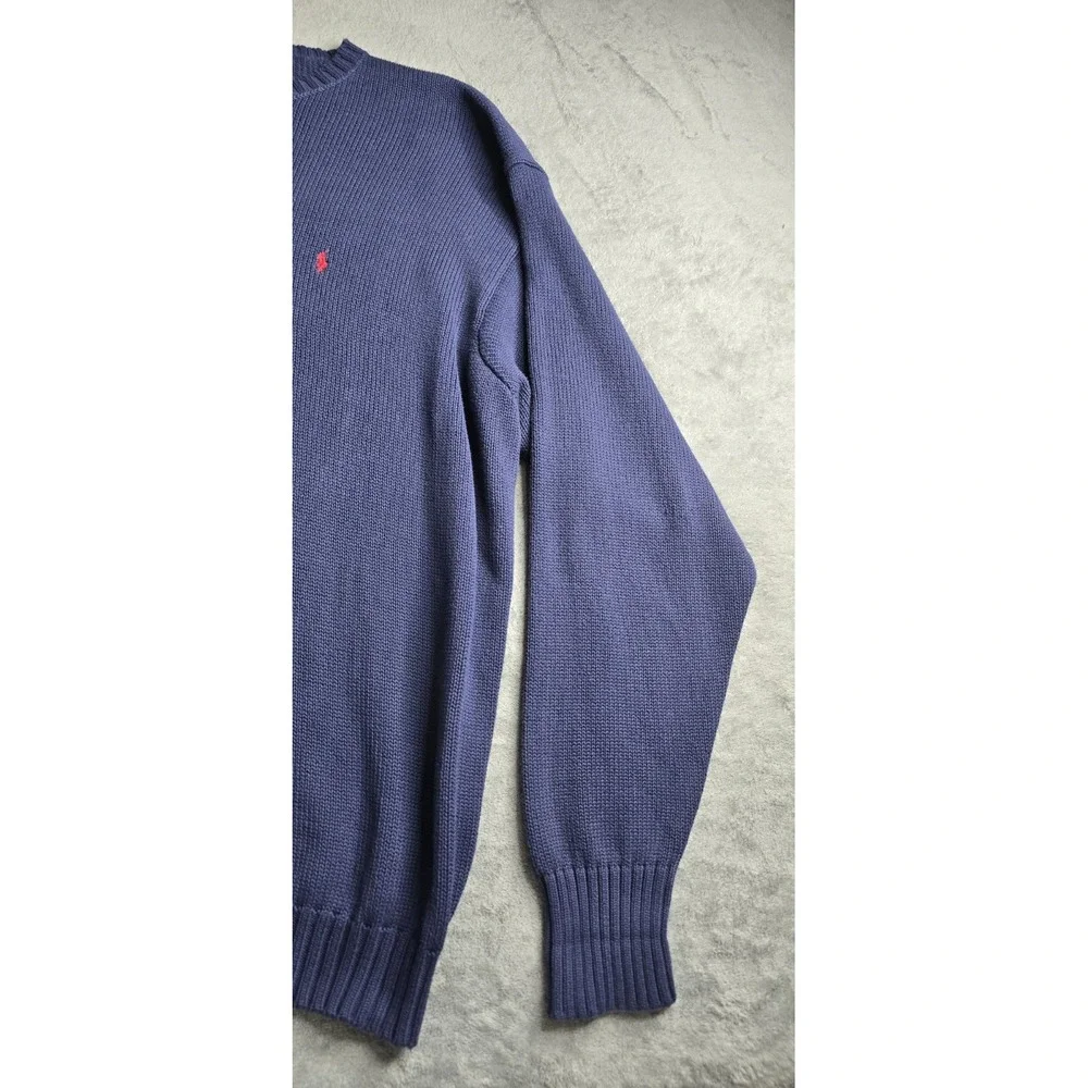 Vintage Polo Ralph Lauren Knit Sweater Mens 4XLT Navy Blue Red Pony Long Sleeve